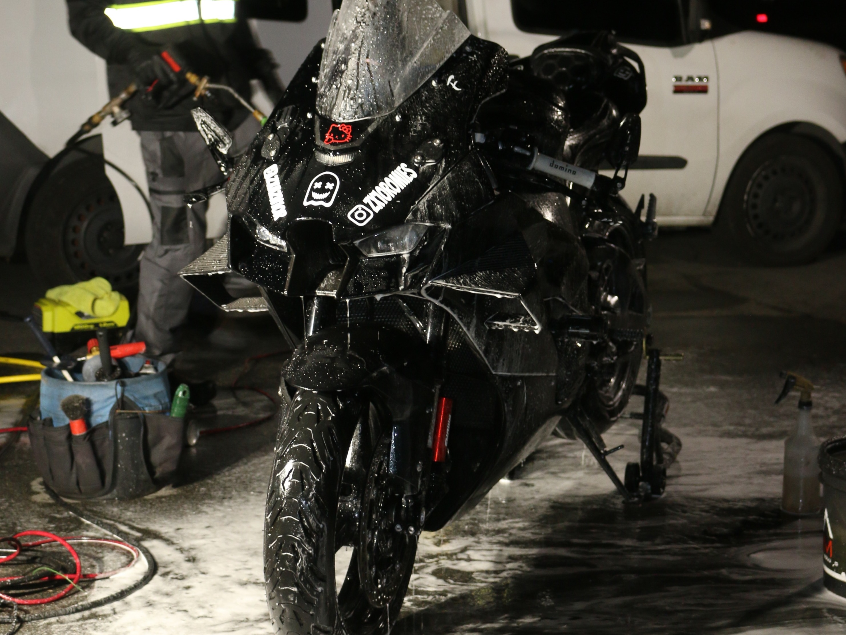 Kawasaki ZX-10R under lights